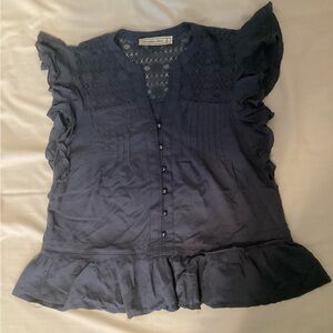 Abercrombie and Fitch Blouse Shirt Sz. S , Ruffle Sleeve Dark Gray